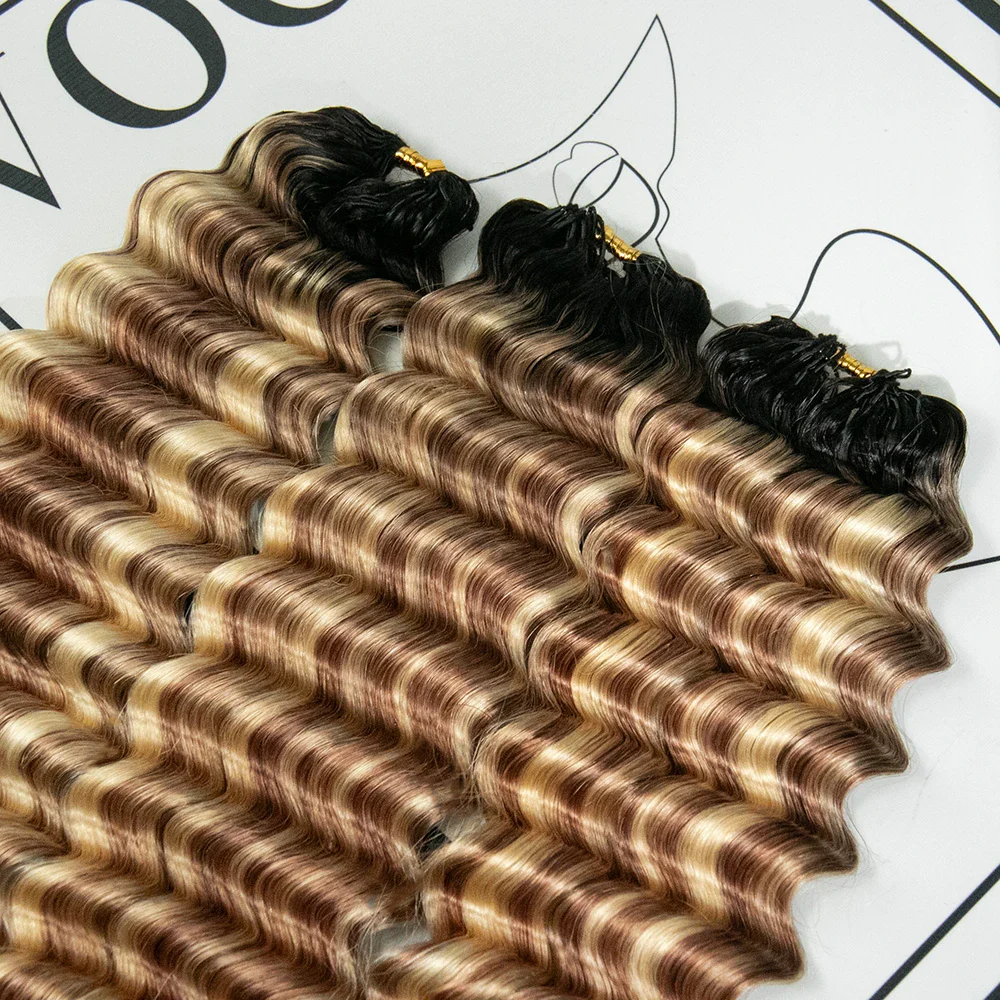 #T1B/27/30/613 Ombre Blonde Deep Wave Feather Crochet - Image 5