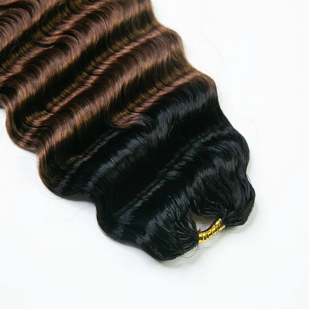 #T1B/30 Light Brown Deep Wave Human Crochet Hair - Image 4