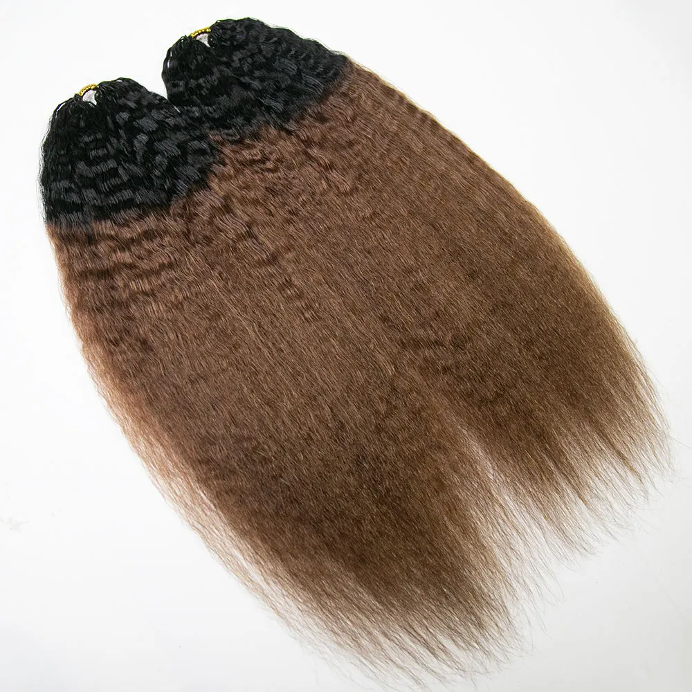 #T1B/30 Light Brown Kinky Straight Human Crochet Hair - Image 2