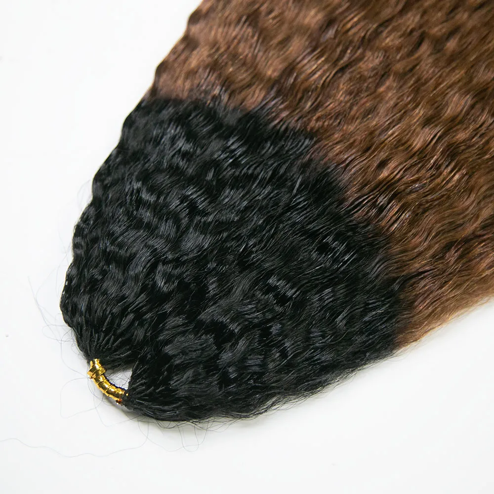 #T1B/30 Light Brown Kinky Straight Human Crochet Hair - Image 3
