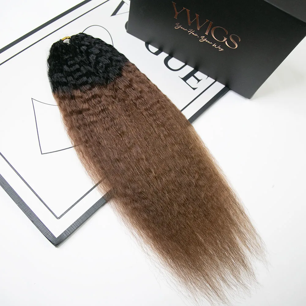 #T1B/30 Light Brown Kinky Straight Human Crochet Hair - Image 5
