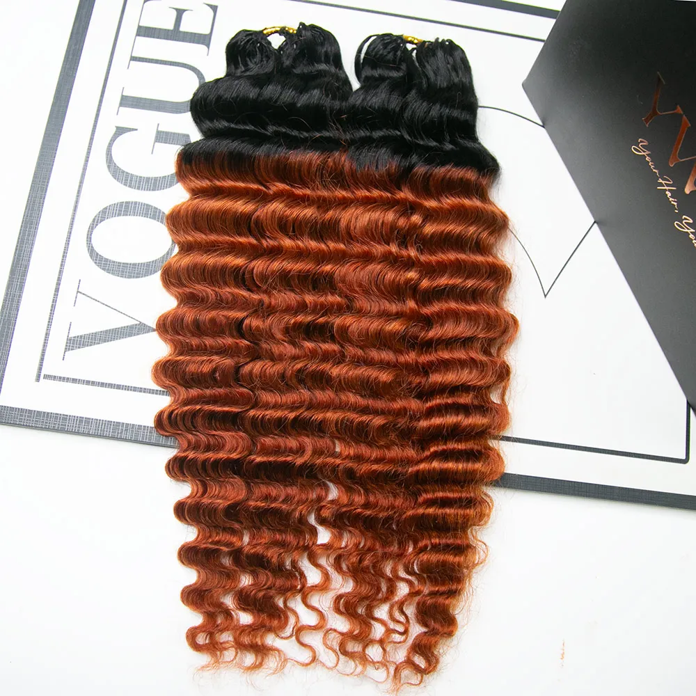 #T1B/350 Ginger Deep Wave Human Crochet Hair - Image 3