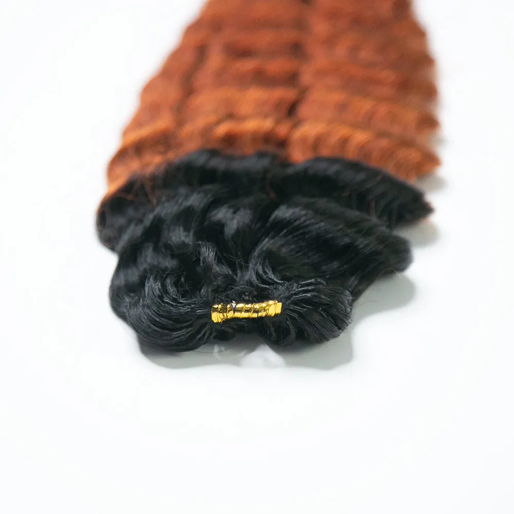 #T1B/350 Ginger Deep Wave Human Crochet Hair - Image 4