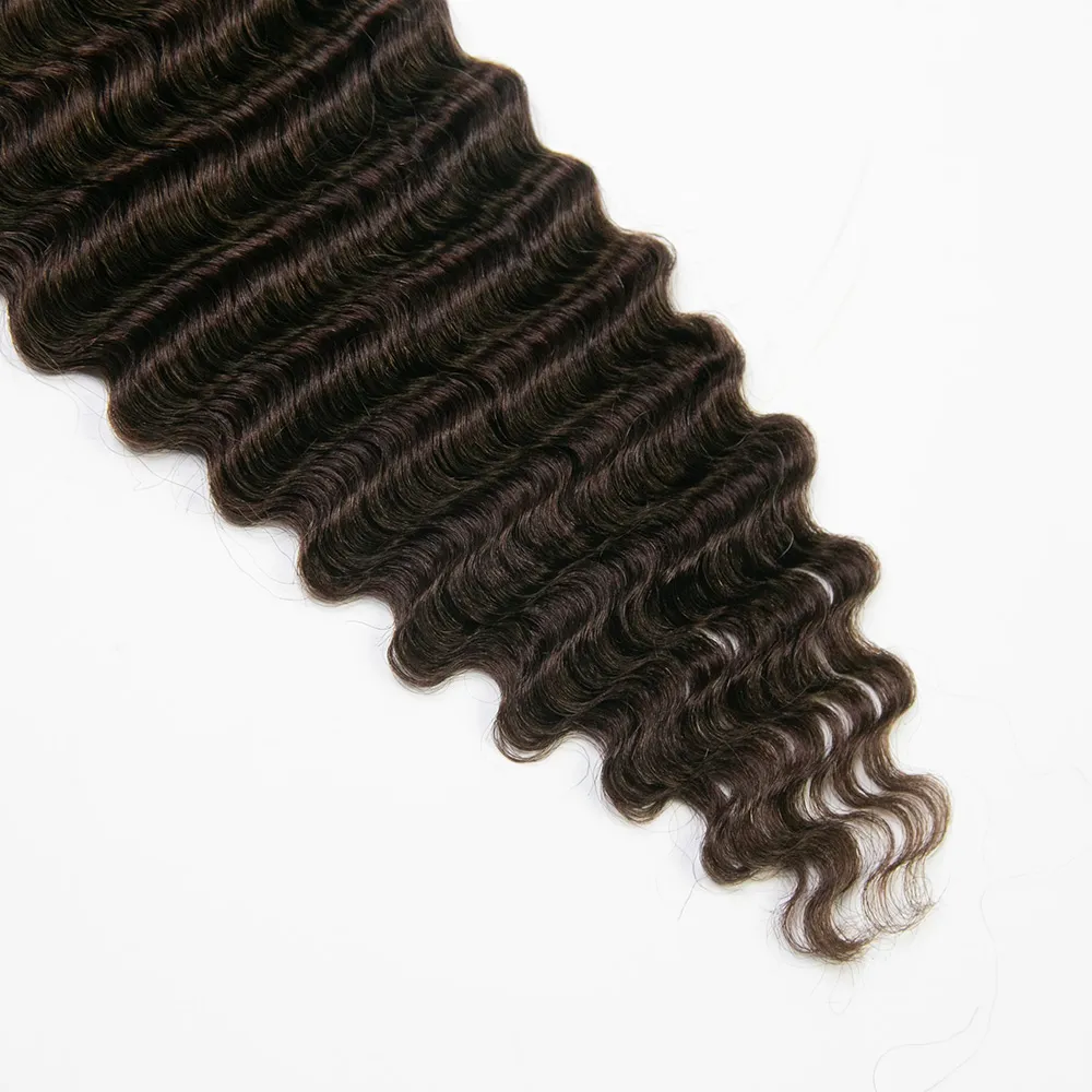 #T1B/4 Medium Brown Deep Wave Human Crochet Hair with Dark Roots - Image 4