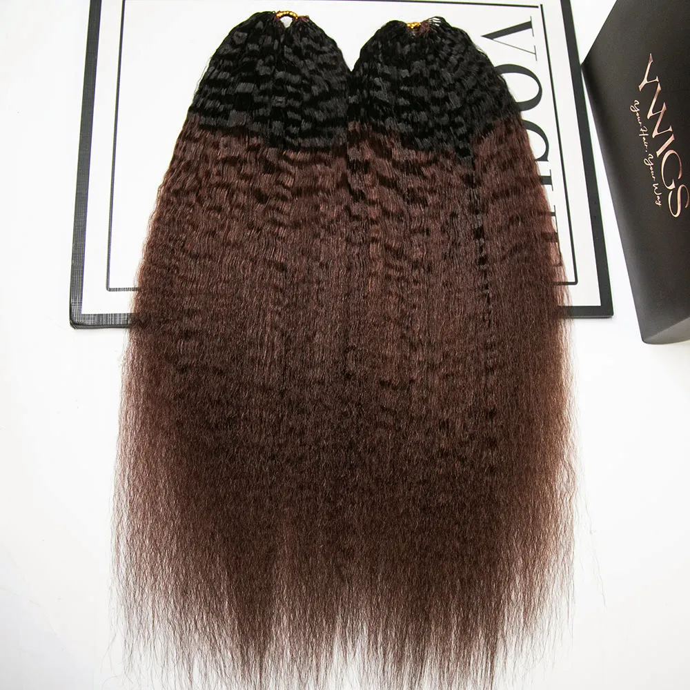 #T1B/4 Medium Brown Kinky Straight Human Crochet Hair