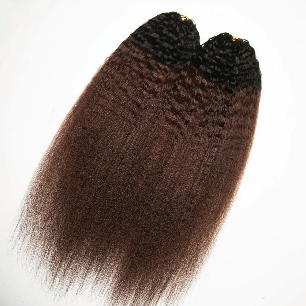 #T1B/4 Medium Brown Kinky Straight Human Crochet Hair - Image 4