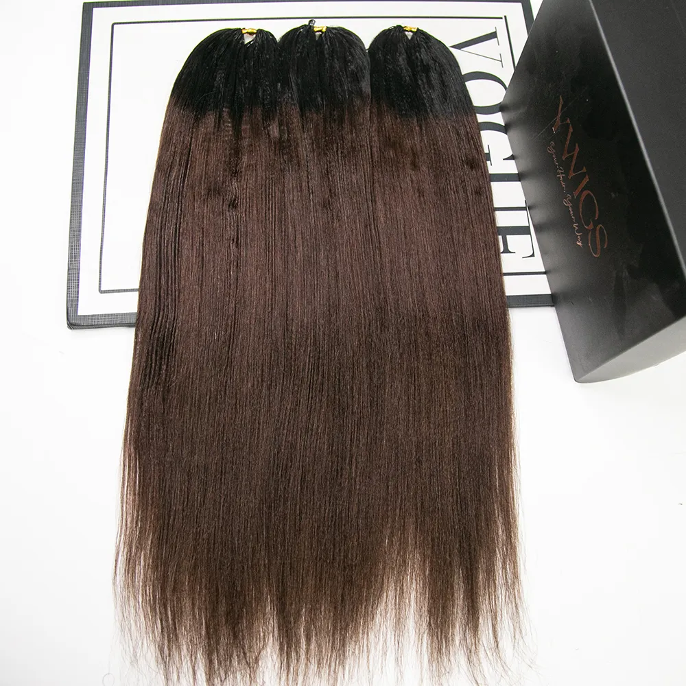 #T1B/4 Medium Brown Light Yaki Human Crochet Hair