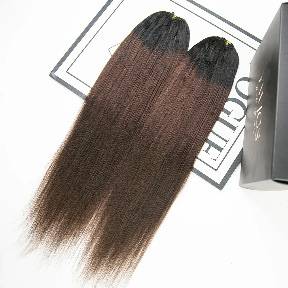 #T1B/4 Medium Brown Light Yaki Human Crochet Hair - Image 2