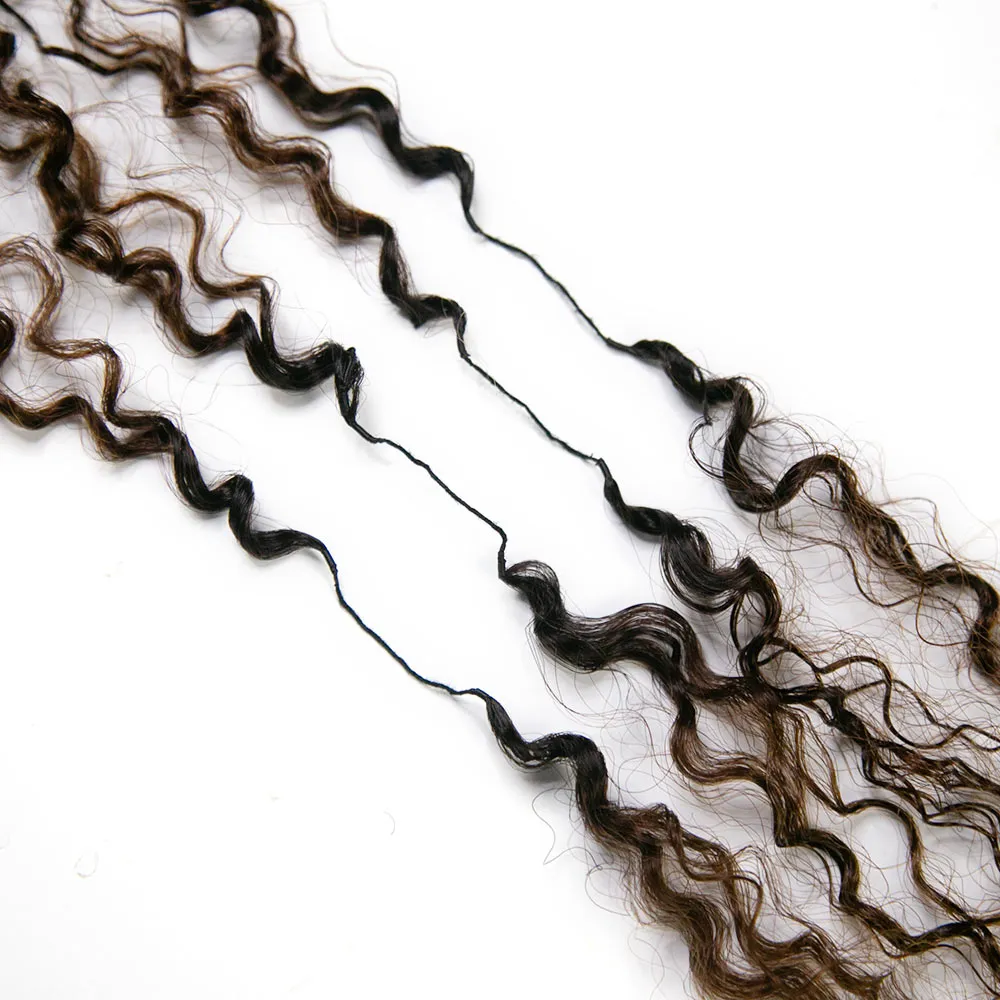 #T1B/4 Medium Brown Multi-Textured Kinky Curly Human Crochet Hair with Dark Roots - Image 5