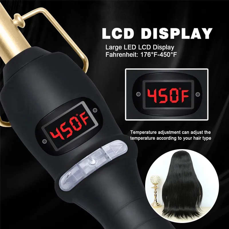 Temperature Adjustable Straightening Curling Hot Comb Electric - Image 3