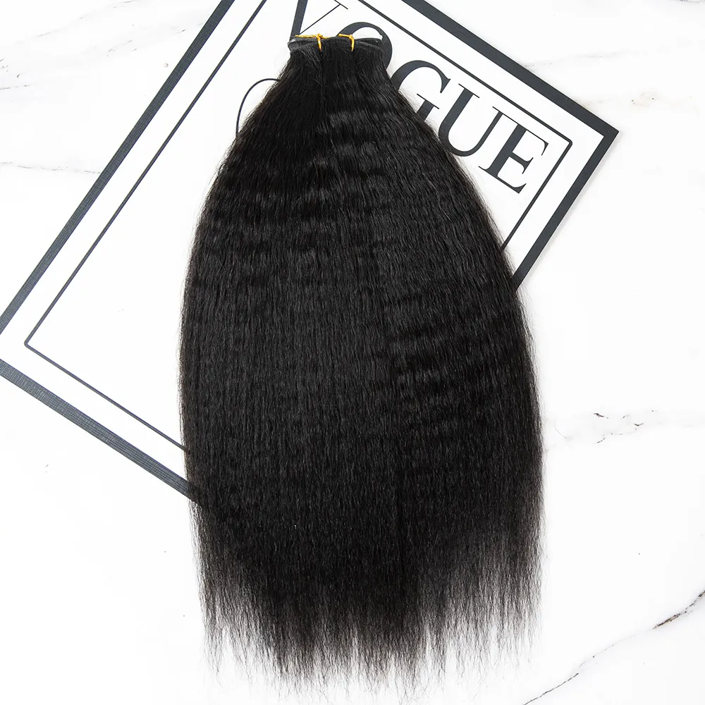 Ultra Thin Genius Weft Bundle Human Hair Extensions Kinky Straight - Image 3