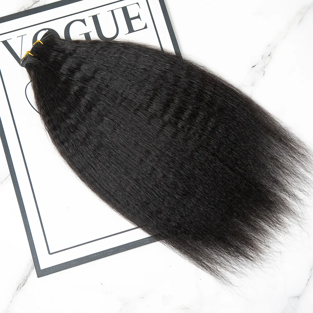 Ultra Thin Genius Weft Bundle Human Hair Extensions Kinky Straight - Image 4
