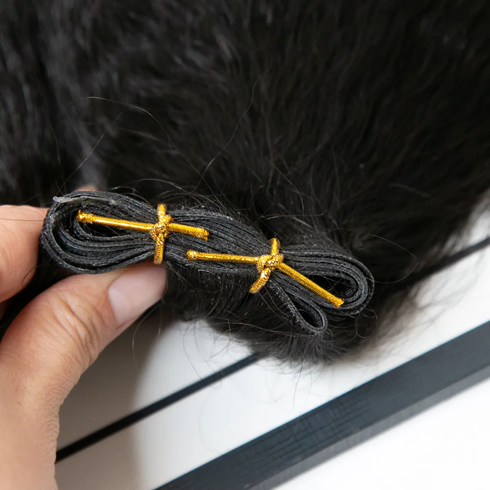 Ultra Thin Genius Weft Bundle Human Hair Extensions Kinky Straight - Image 5