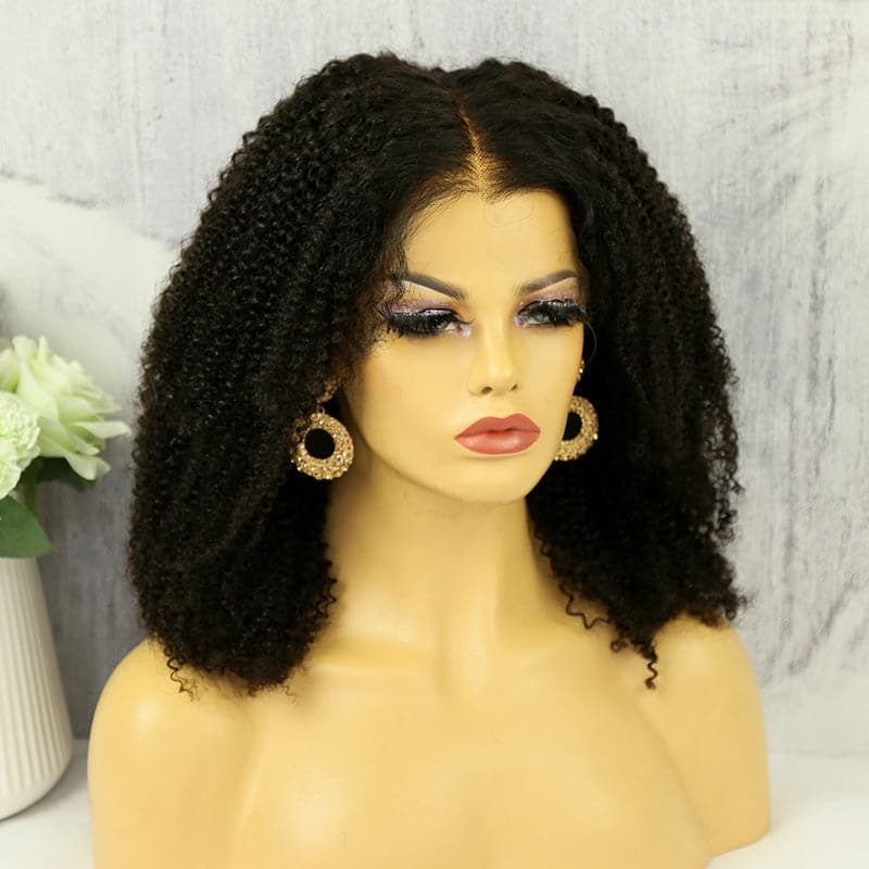 Undetectable Skin Melt Clear Lace Kinky Curly Brazilian 13 x 6 Lace Front Wig LFC09 - Image 4