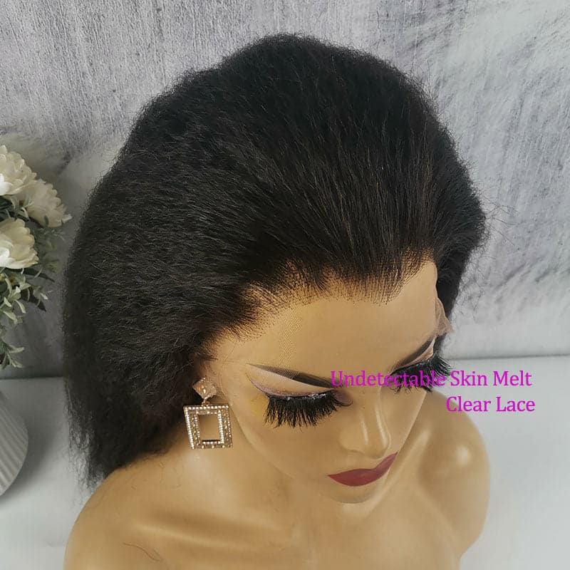 Undetectable Skin Melt Clear Lace Kinky Straight Brazilian 13 x 6 Lace Front Wig LFC08 - Image 10