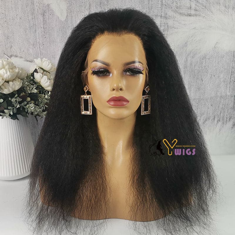 Undetectable Skin Melt Clear Lace Kinky Straight Brazilian 13 x 6 Lace Front Wig LFC08 - Image 6