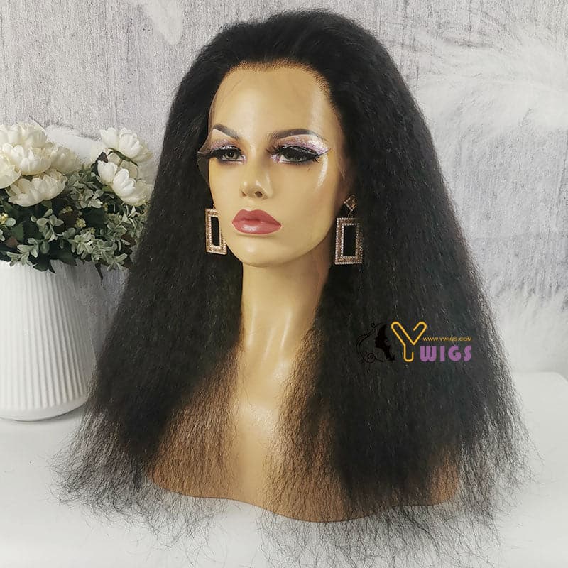 Undetectable Skin Melt Clear Lace Kinky Straight Brazilian 13 x 6 Lace Front Wig LFC08 - Image 7