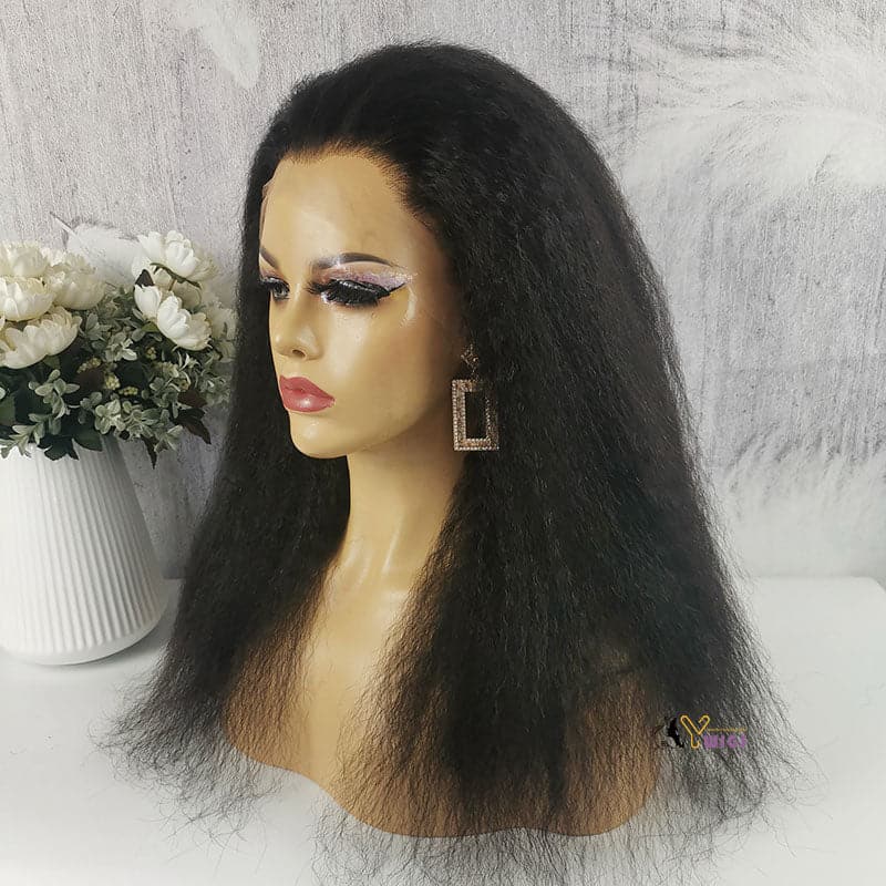 Undetectable Skin Melt Clear Lace Kinky Straight Brazilian 13 x 6 Lace Front Wig LFC08 - Image 8