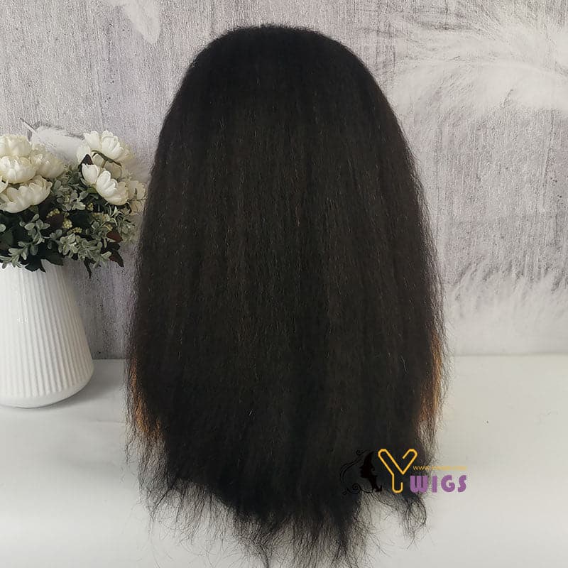 Undetectable Skin Melt Clear Lace Kinky Straight Brazilian 13 x 6 Lace Front Wig LFC08 - Image 9