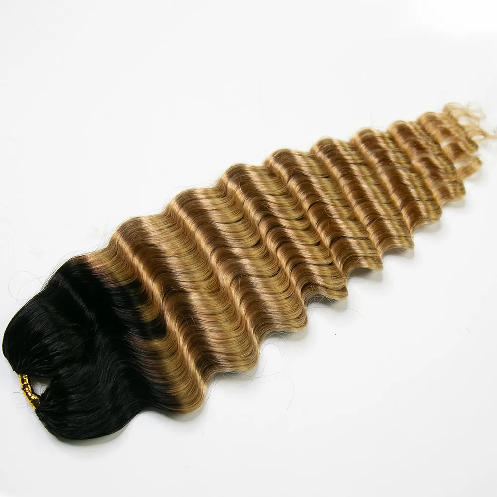 #T1B/27 Ombre Blonde Deep Wave Human Crochet Hair for Miracle Knots Braids - Image 6