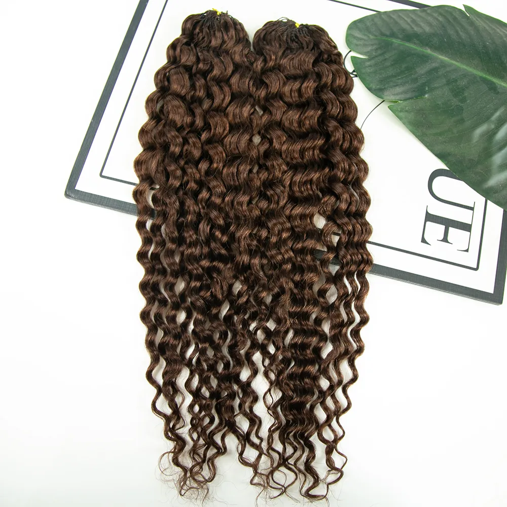 #4 Medium Brown Water Wave Human Crochet Hair - Image 2
