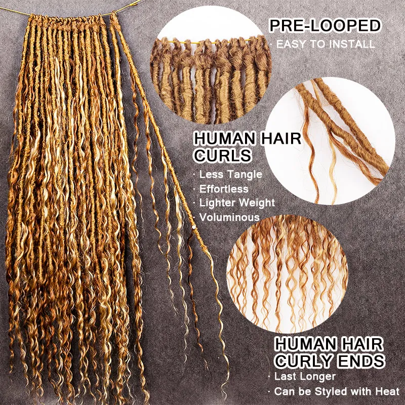 Wholesale - Crochet Boho Locs with Human Hair Curls (Price for 1 Pack of 24 locs) - Image 8