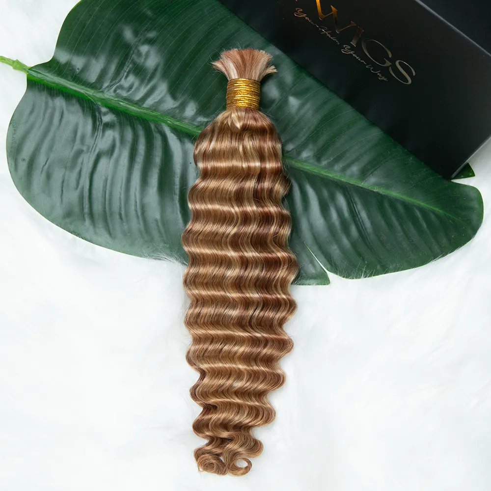 Double Drawn Burmese #27/#30/#613 Mix Color Blend Deep Wave Human Hair Bulk - Image 4