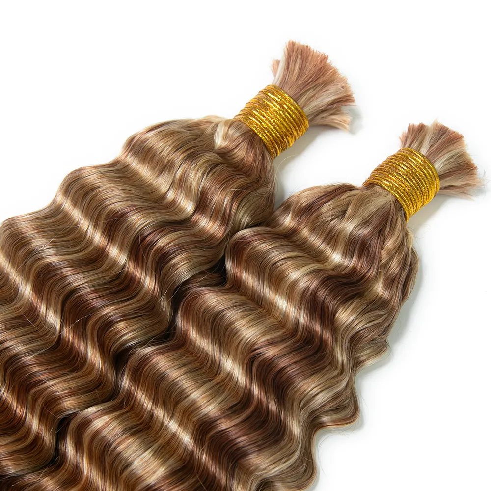 Double Drawn Burmese #27/#30/#613 Mix Color Blend Deep Wave Human Hair Bulk - Image 6