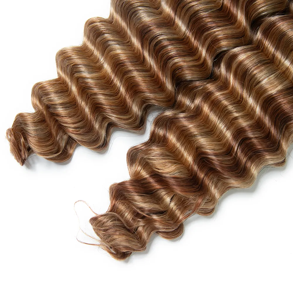 Double Drawn Burmese #27/#30/#613 Mix Color Blend Deep Wave Human Hair Bulk - Image 7